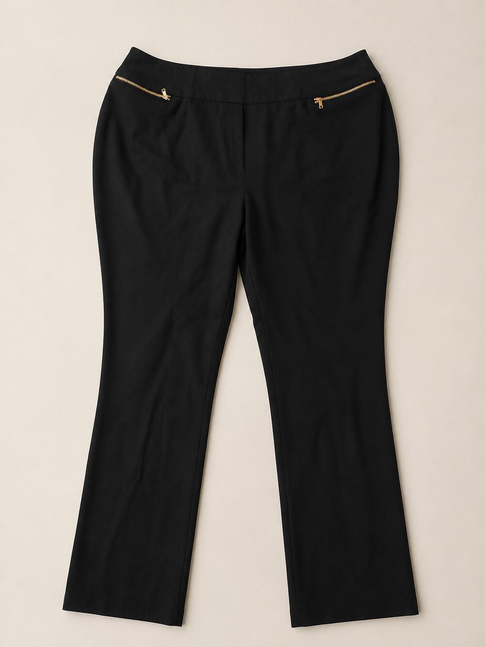 Alfani Woman Black Pull-On Dress Pants Gold Zip Detail 22W Plus